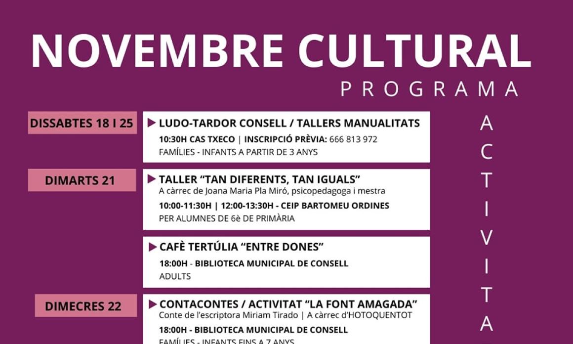 NOVEMBRE CULTURAL: Cafè tertúlia "Entre dones"